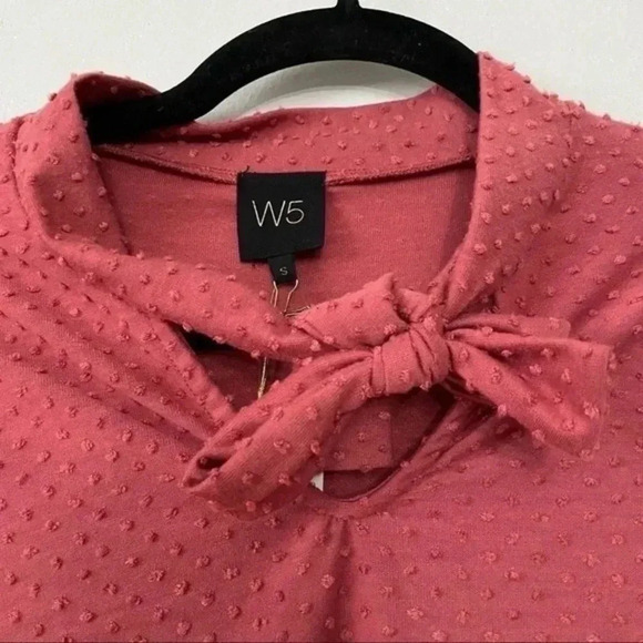 W5 dark coral Swiss dot v neck tie top Small - Picture 7 of 8